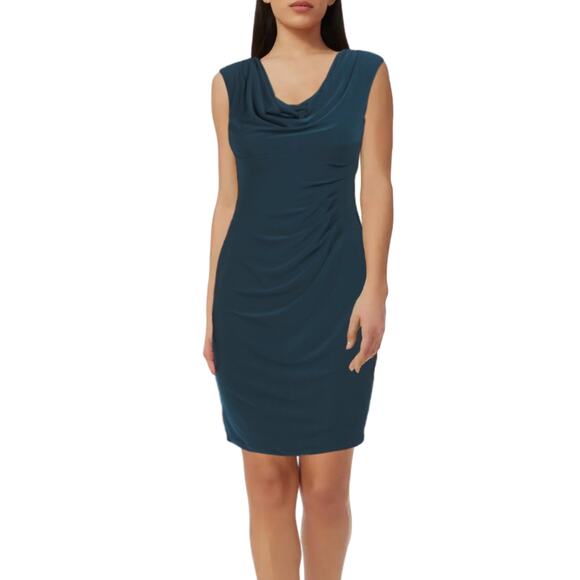 NWT Anne Klein Women's Valerie Cowl Neck Gathered Side Classic Mini Dress - Picture 1 of 6